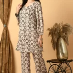 Brown floral flex cotton co-ord set by Sanriti Fashion