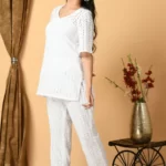 Pearl Cotton Schiffli Co-Ord Set by Sanriti Fashion