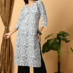 White Handblock Kalamkari Kurti